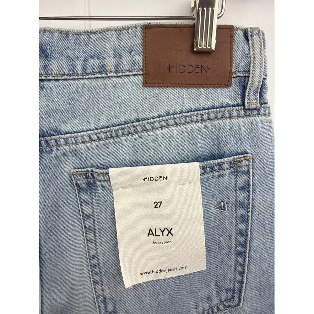 Hidden Jeans Alyx Baggy Jean Light Wash High Rise Wide Leg Denim 27 NEW - Picture 7 of 13